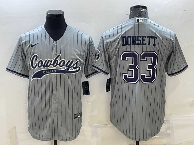 Men%27s Dallas Cowboys #33 Tony Dorsett Grey With Patch Cool Base Stitched Baseball Jersey